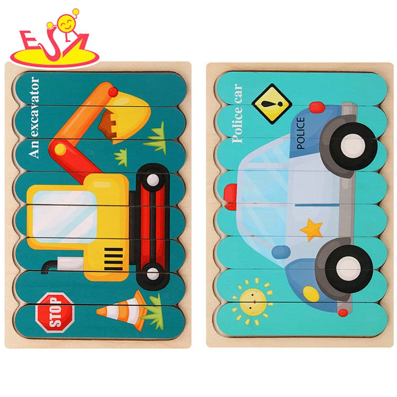 Top sale wooden cute learning puzzle educational shape recognition game jigsaw puzzle for kids W14A284