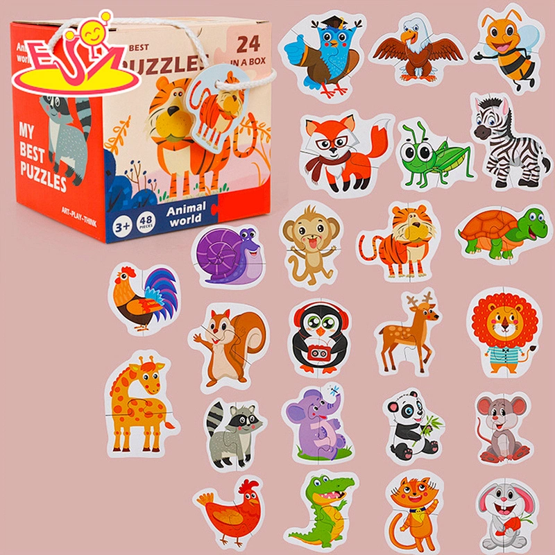 Top fashion wooden shape educational puzzle fruits animals vehicles recognition matching toy for kids W14N014
