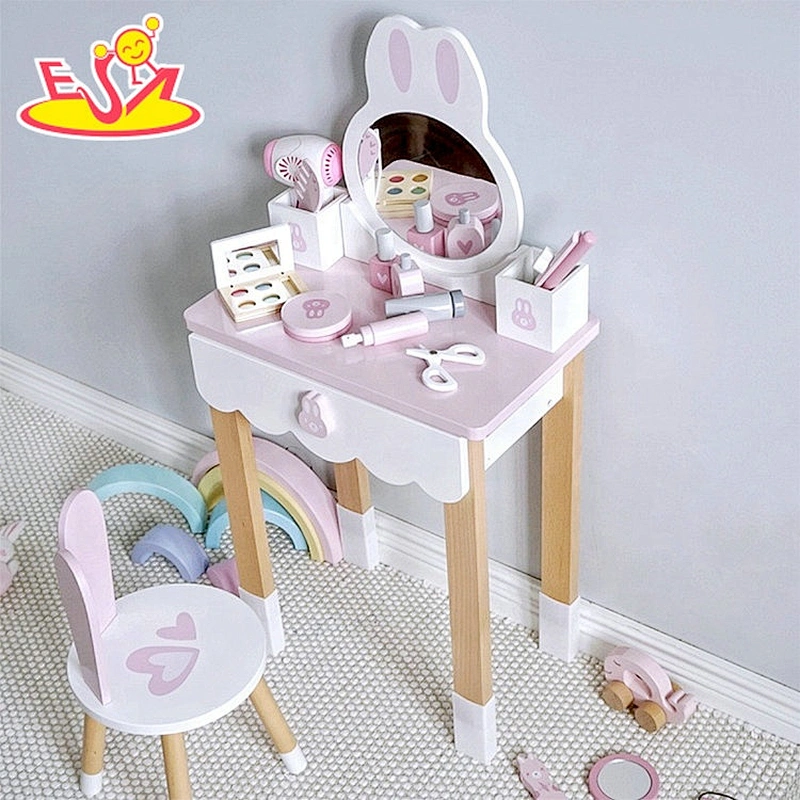 2021 New hottest modern white wooden Mirrored dressing table for children bedroom W08H138