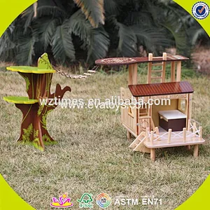 2018 New products indoor children toys wooden treehouse dollhouse W03B059