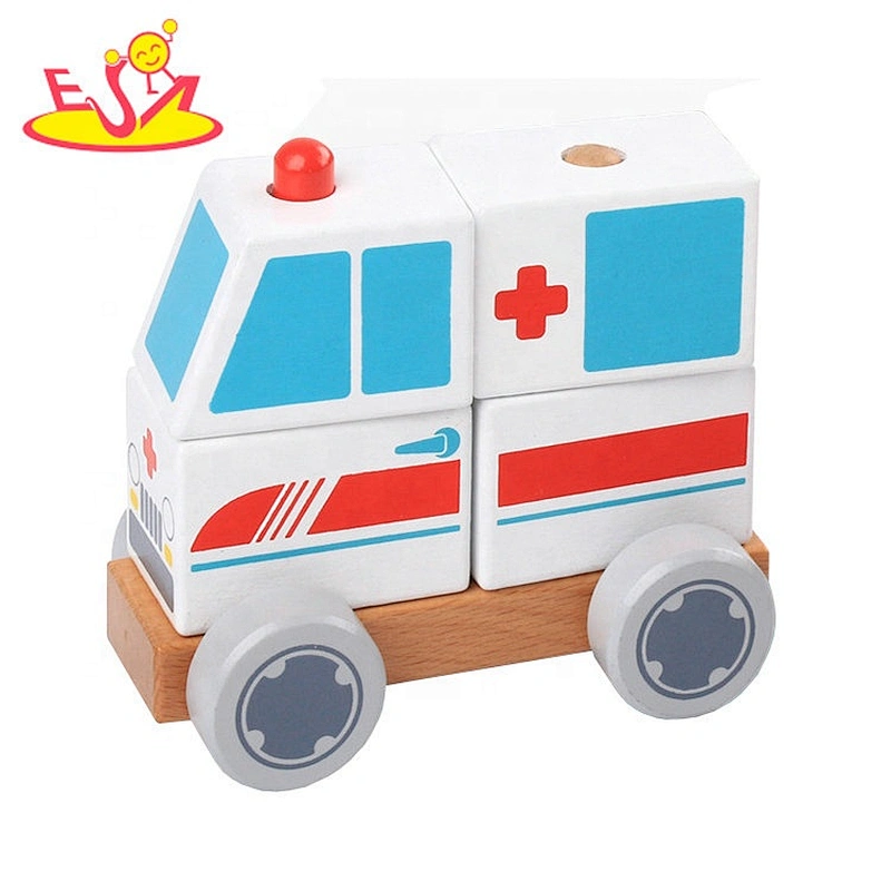 2021 Promotion wooden toy pretend ambulance early educational play set car W04A533