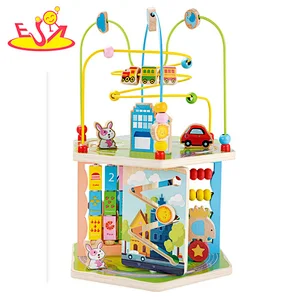 High quality educational activity wooden bead maze toy for kids W11B281