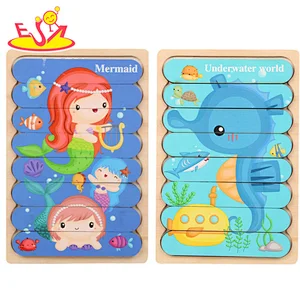Top fashion wooden cute learning puzzle preschool shape recognition game jigsaw puzzle for children W14A287
