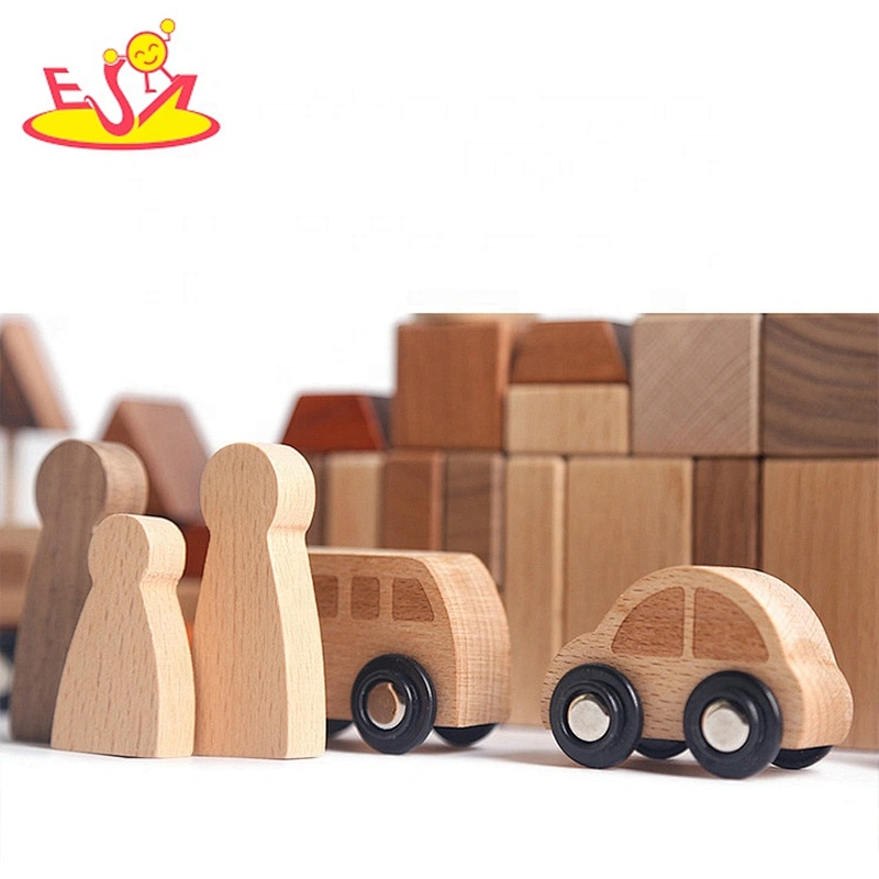 New wooden car shape blocks traffic building stacking toys for kids W04C206