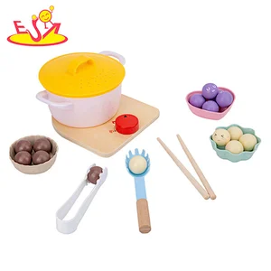 2021 wholesale role play wooden boiled dumplings set play set for children W10D315