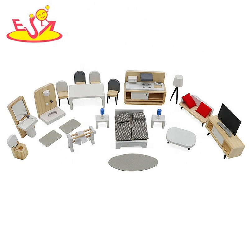 2021 Wholesale wooden baby doll house furnitures for pretend play W06B105
