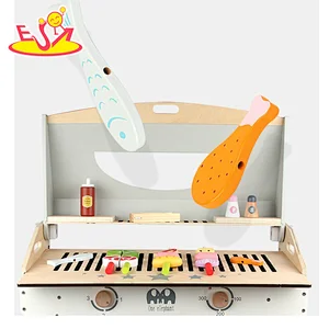 High quality preschool kids play barbecue wooden toy bbq set for kids W10D317