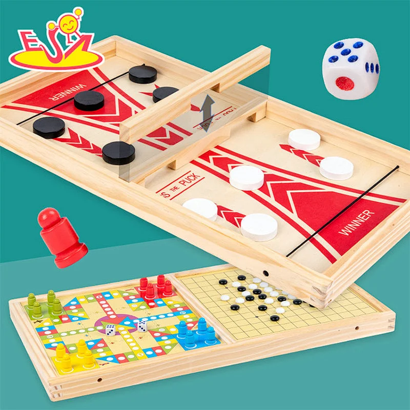 High quality wooden 3 in 1 ejection chess for kids W11A131