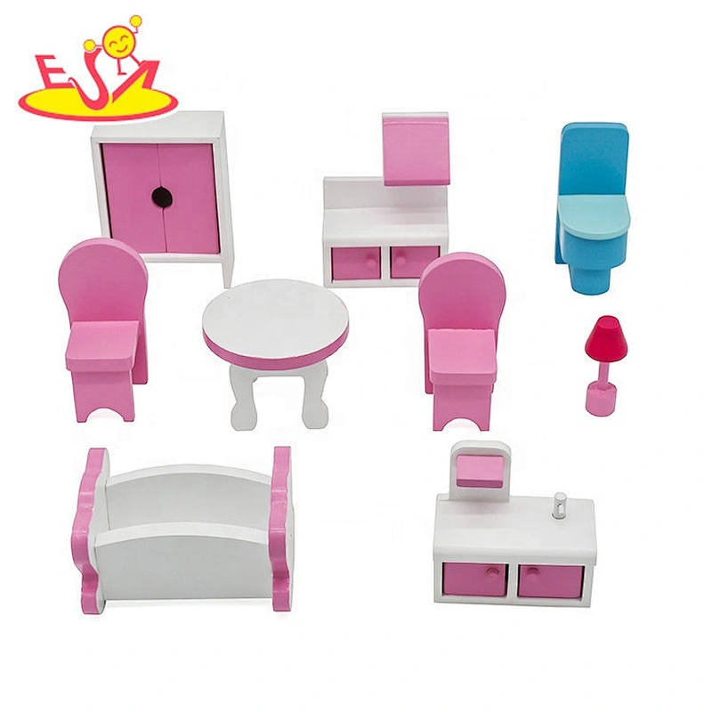 Customize Red Miniature Wooden Small Doll House For Girls W06A380D