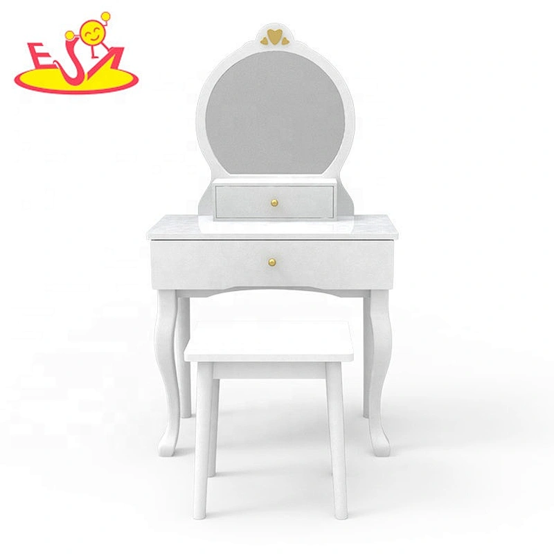2021 New released girls pink wooden toy makeup table for wholesale W08H140D