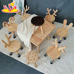 2021 New arrival cute goat shape wooden customized chair for kids W08G311