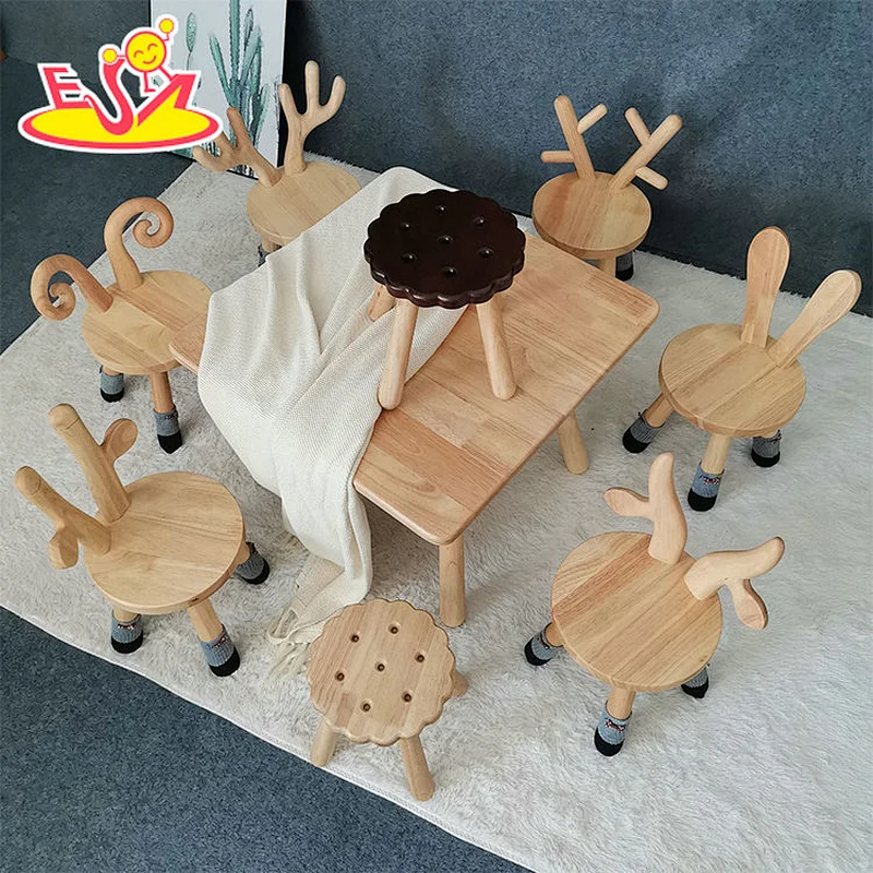 2021 New arrival cute goat shape wooden customized chair for kids W08G311