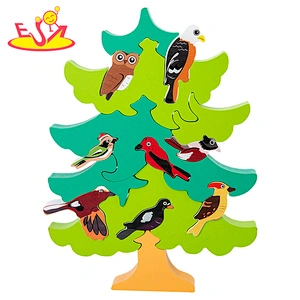 Top sale wooden animal brain teaser puzzle wooden coloring birds graffiti shape puzzle W14D228