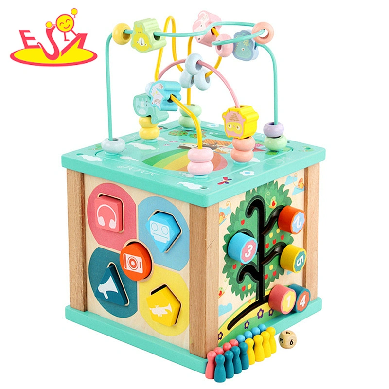 2021 Popular educational activity matching box number recognition wooden bead maze toy for kids W11B277