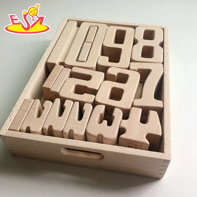 2021 wholesale kids wooden number building blocks with box W13A238