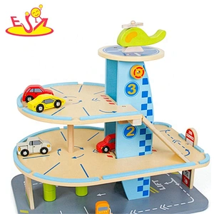 2021 New hottest customize preschool wooden parking garage toy for kids W04B085