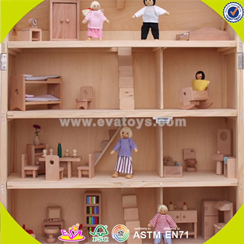 wholesale baby wooden doll house cheap kids wooden doll house top fashion children doll house W06A099
