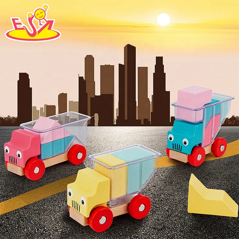 2021 Popular wooden car toys colorful stacking blocks educational building game toys for kids W04A538