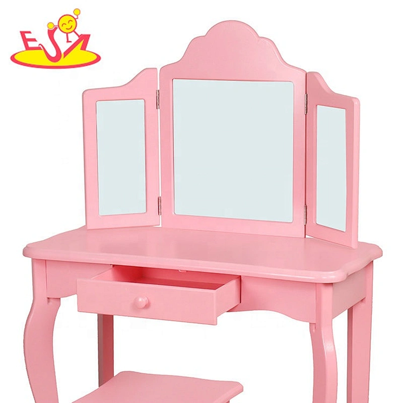 2021 Hot sale kids wooden pink dressing table with drawers W08H134