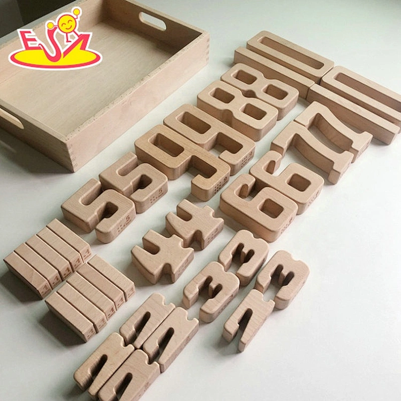 2021 wholesale kids wooden number building blocks with box W13A238