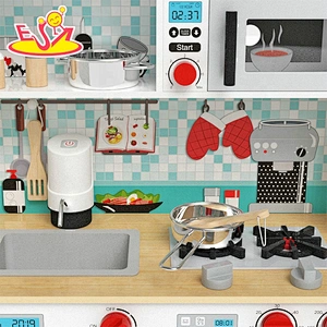 Best sale white wooden kitchen set toys for pretend play W10C609