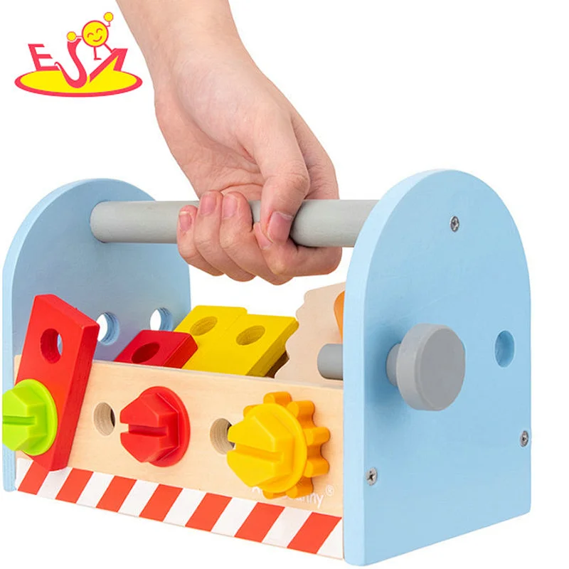 2021 Creative educational  pretend play set hardwood tool box for kids W03D150