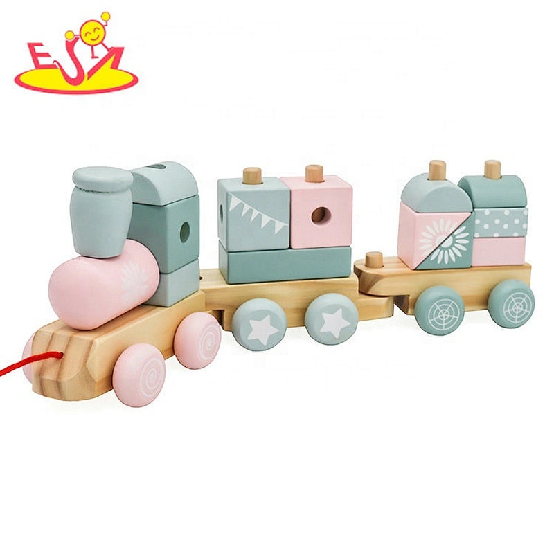 2021 Hot sale wholesale educational wooden pull train toy for baby W04A502