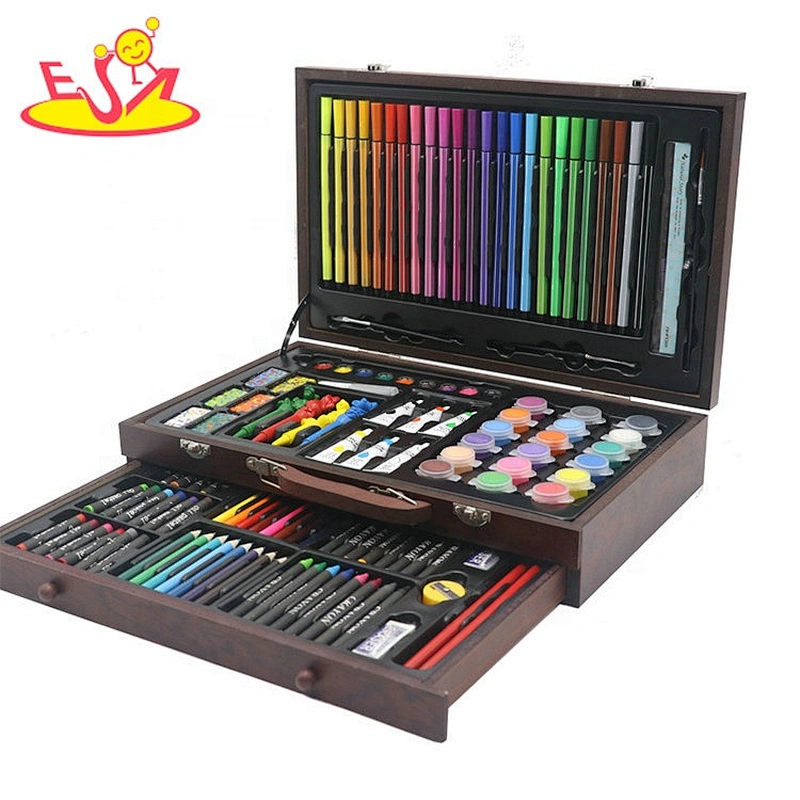 2021 Most popular 130PCS Drawing set in wooden case for kids gift W12B179