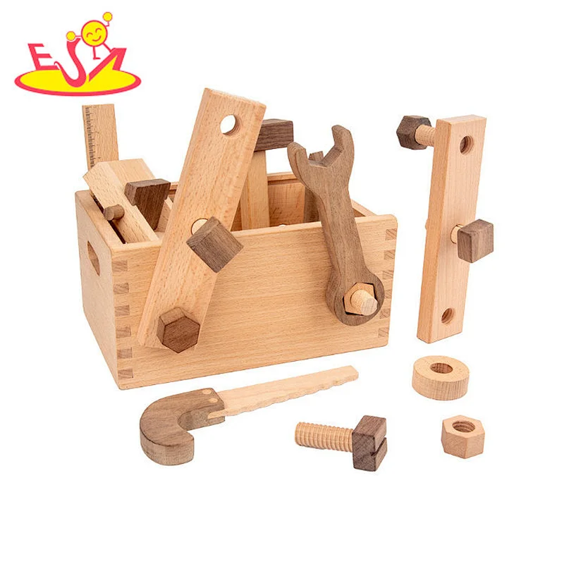 2021 New design  pretend play set hardwood tool box for kids W03D151