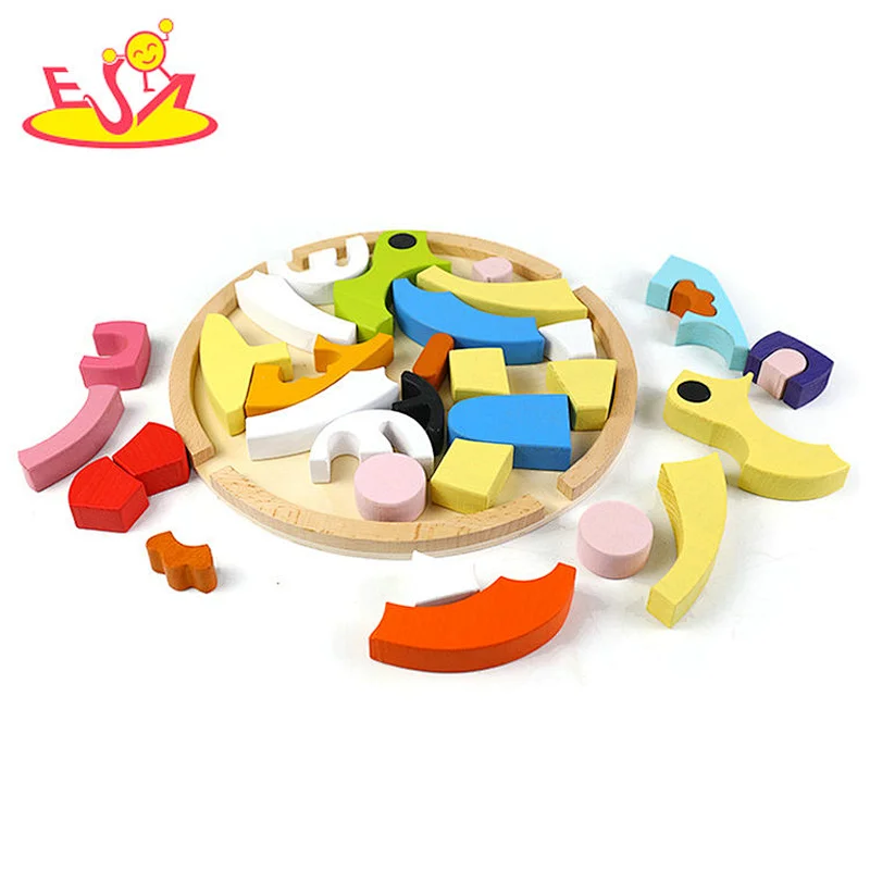 Hot sale educational Wooden animal blocks puzzle W14A259