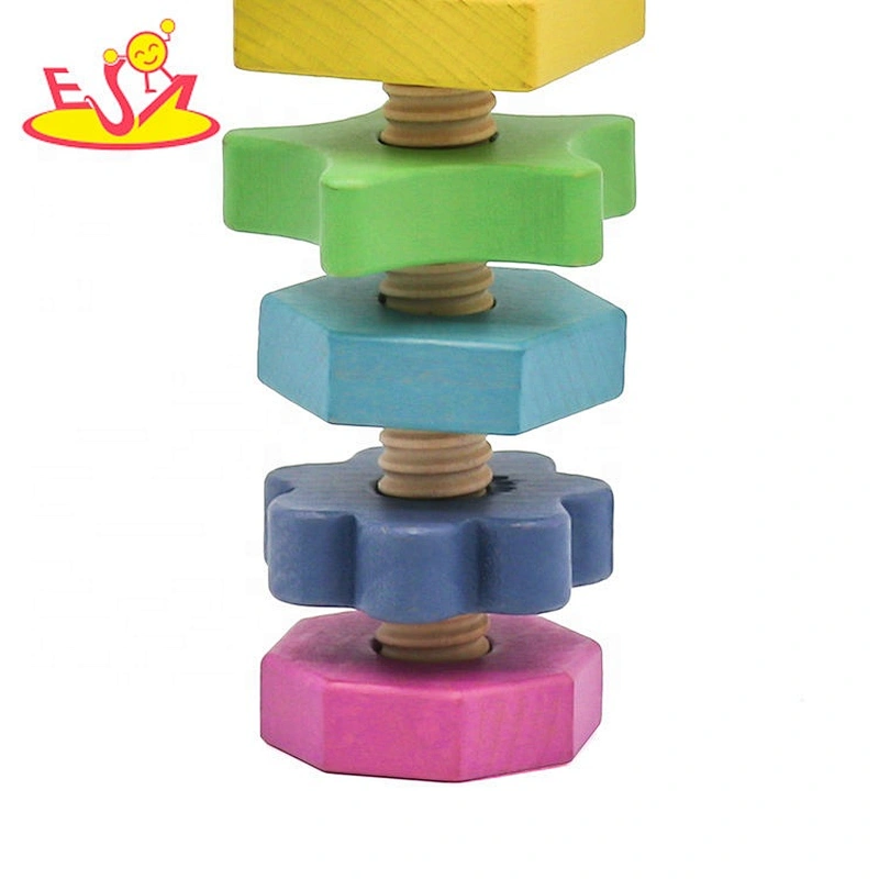 Wooden Rainbow shapes twister toys for children W03C037