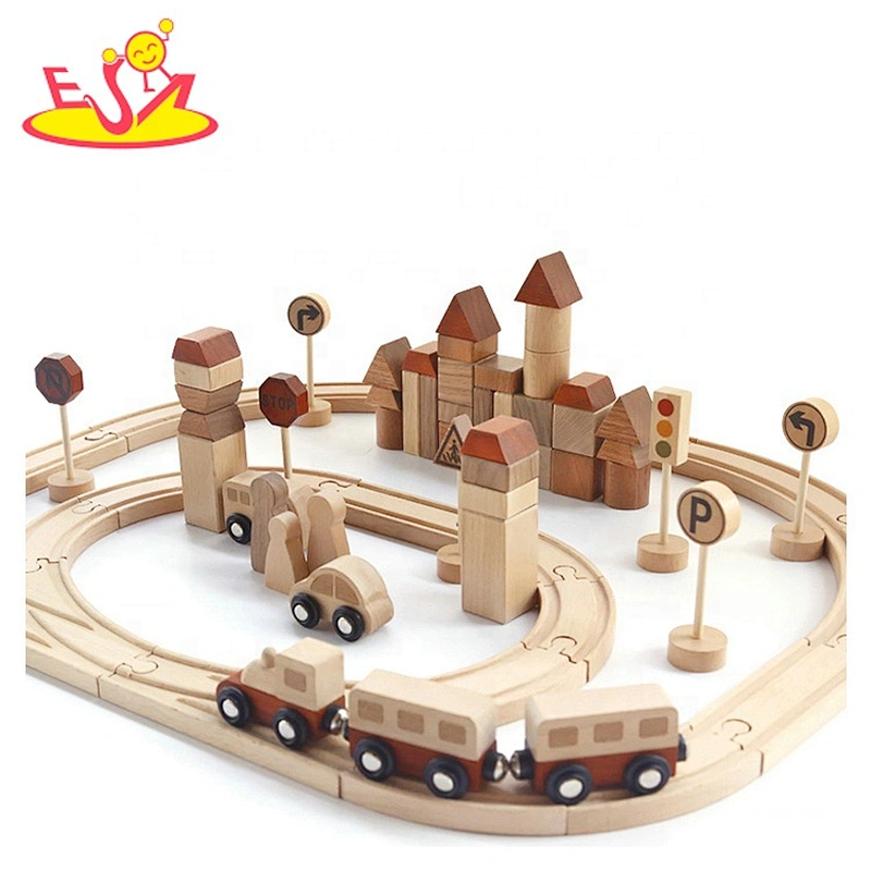 New wooden car shape blocks traffic building stacking toys for kids W04C206