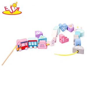 High quality educational colored wooden threading toys for baby W11E171