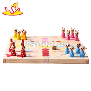 2021 new design cute wooden 2 in 1 chess board ludo game for kids' entertainment W11A132
