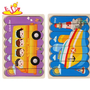 New design wooden mini learning puzzle preschool shape recognition game jigsaw puzzle for children W14A292