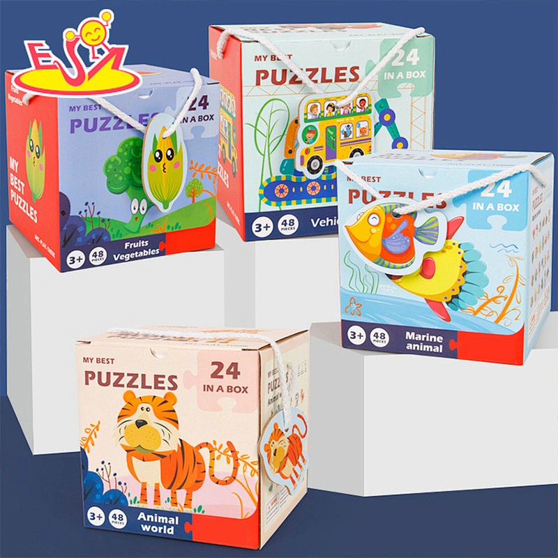 Top fashion wooden shape educational puzzle fruits animals vehicles recognition matching toy for kids W14N014
