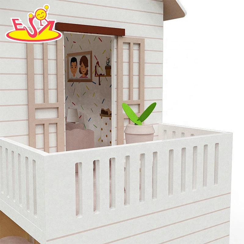 2021 Custom Wholesale Natural Pine Wood Doll House Miniature Construction Toys For Kids W06A417