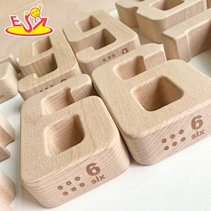 2021 wholesale kids wooden number building blocks with box W13A238