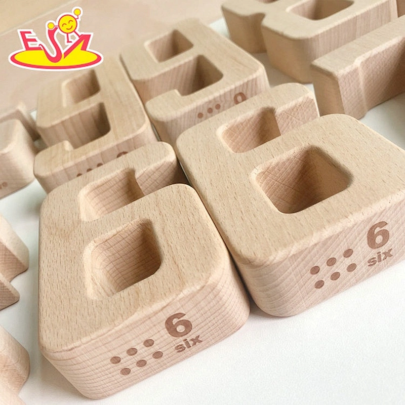 2021 wholesale kids wooden number building blocks with box W13A238
