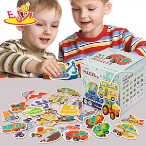Top fashion wooden shape educational puzzle fruits animals vehicles recognition matching toy for kids W14N014