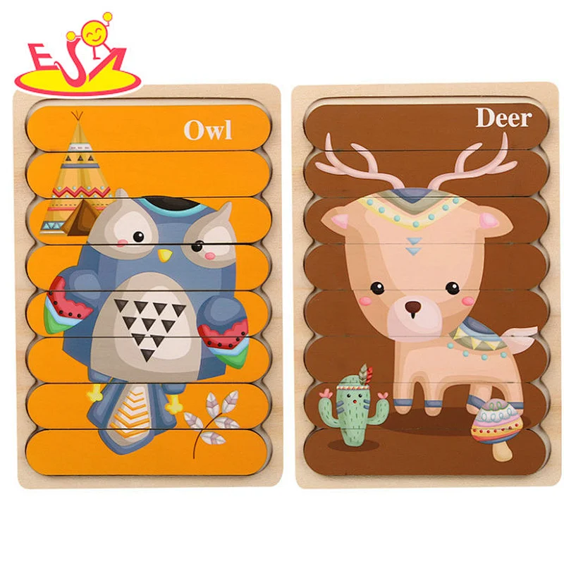 Most popular wooden cute learning puzzle educational shape recognition game jigsaw puzzle for children W14A279