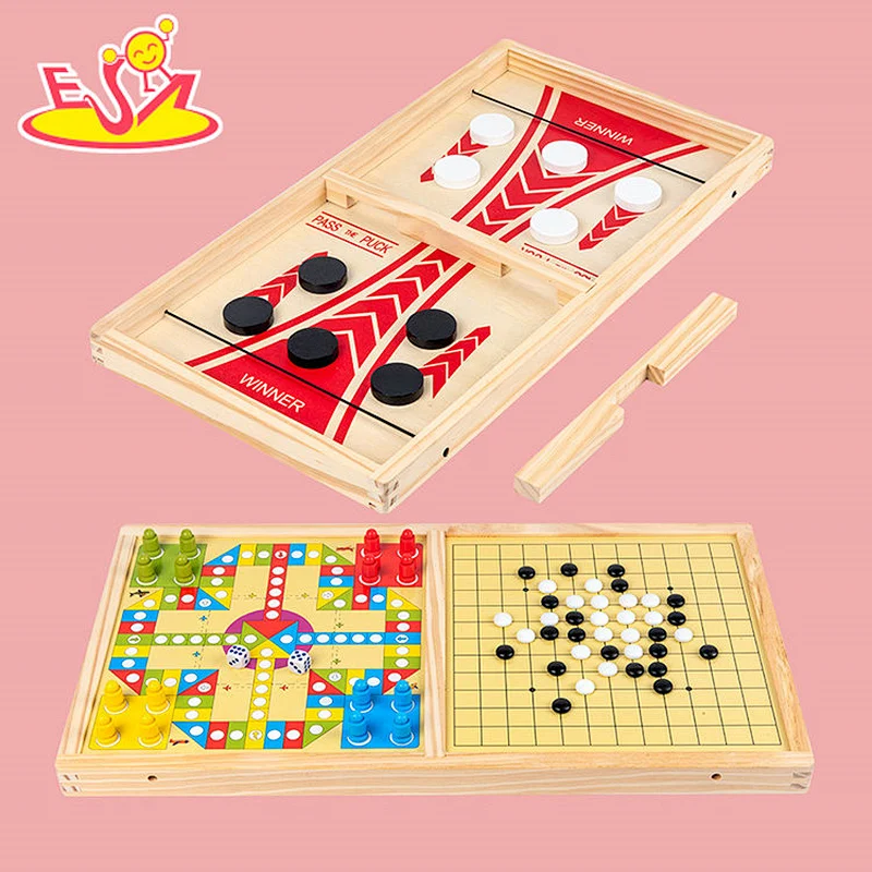High quality wooden 3 in 1 ejection chess for kids W11A131