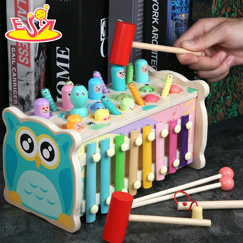 High quality funny wooden baby hammer toy for wholesale W11G083