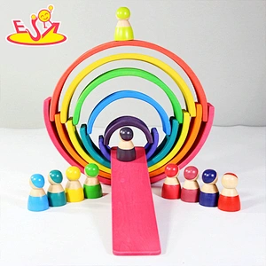 2021 Popular early educational stacking block toy 12 colors friends peg dolls W13A247