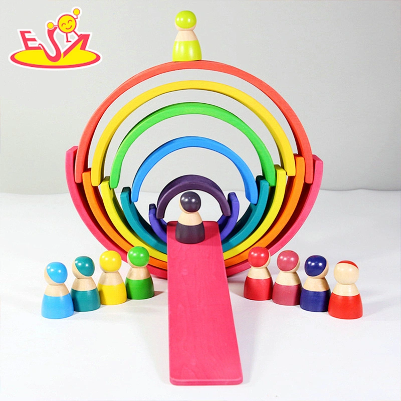 2021 Popular early educational stacking block toy 12 colors friends peg dolls W13A247