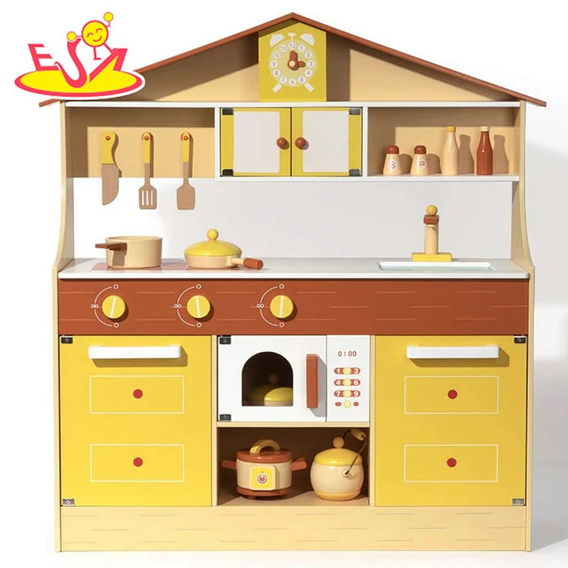 Top sale big kitchen wooden kitchen for pretend play W10C617