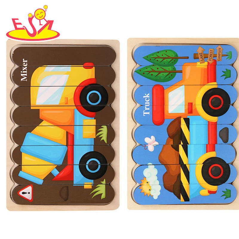 2021 new arrival  wooden eduactional puzzle educational shape recognition game jigsaw puzzle for kids W14A281