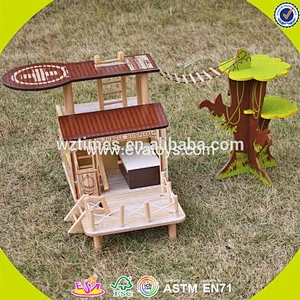 2018 New products indoor children toys wooden treehouse dollhouse W03B059