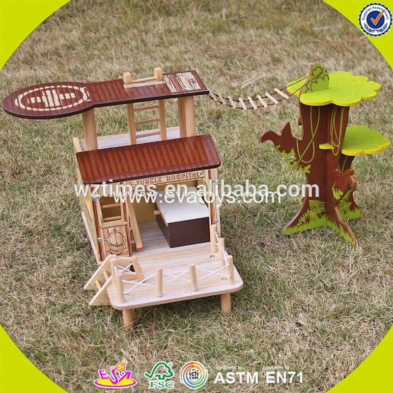 2018 New products indoor children toys wooden treehouse dollhouse W03B059