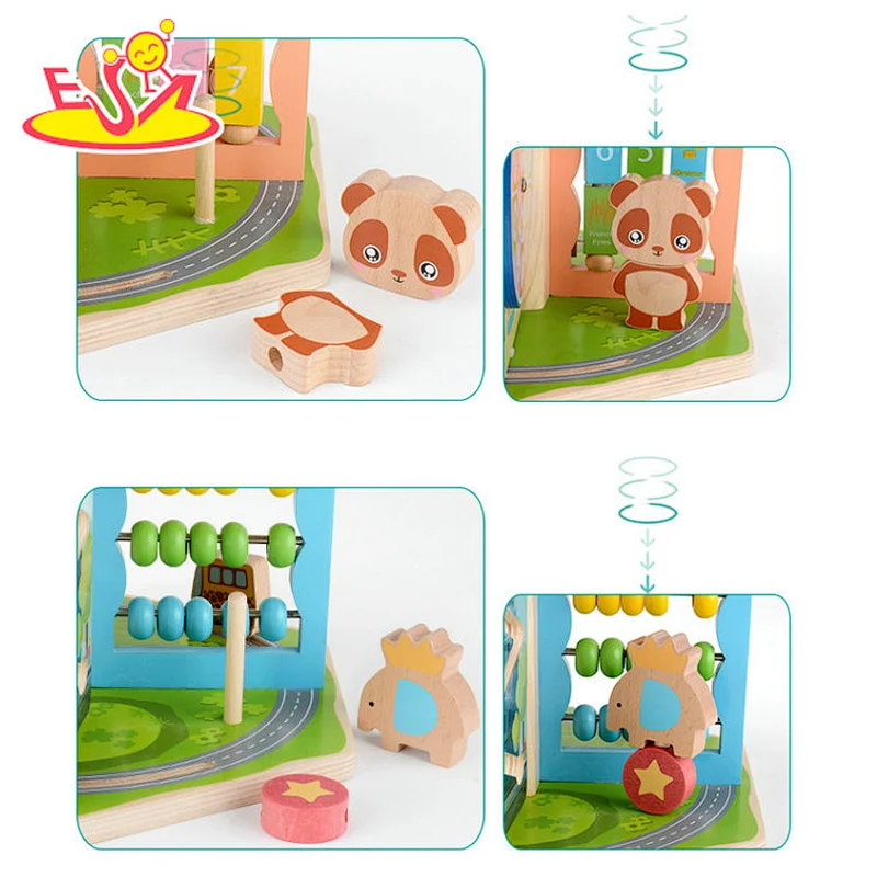 High quality educational activity wooden bead maze toy for kids W11B281
